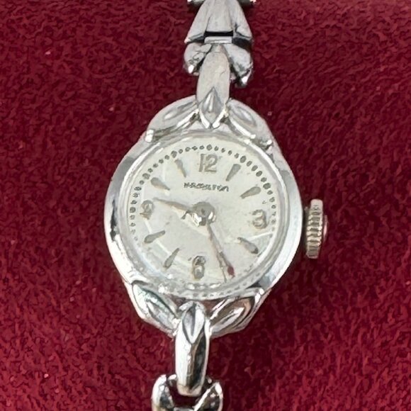 Vintage Early 1960's 10 Karat White Gold Filled Hamilton Mechanical Watch - Picture 1 of 7
